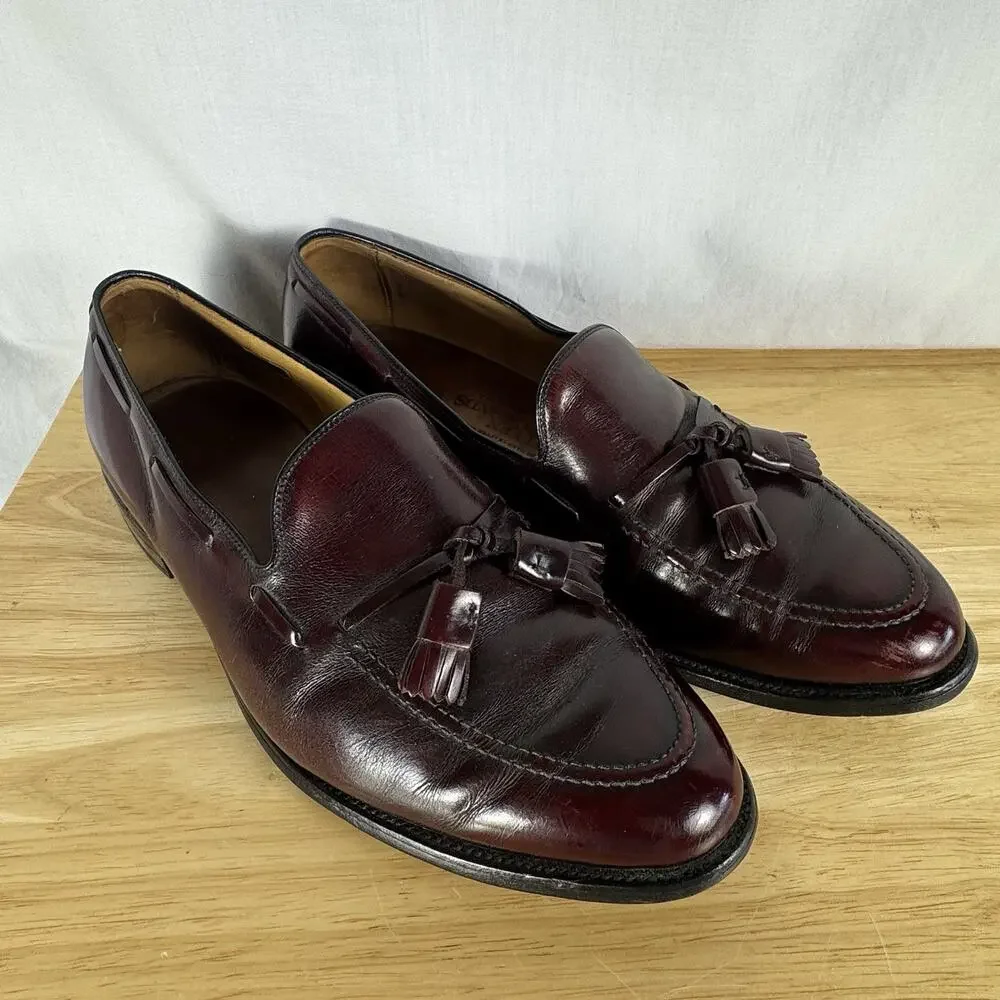 Allen Edmonds Cavanaugh Mens Tassel Loafers 11 EEE Burgundy 76518, Timeless